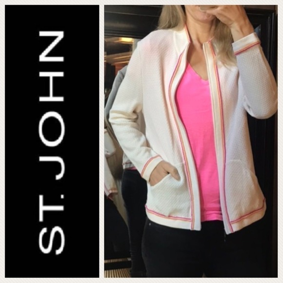 ST JOHN Crochet Knit Full Zip Jacket - Picture 1 of 8